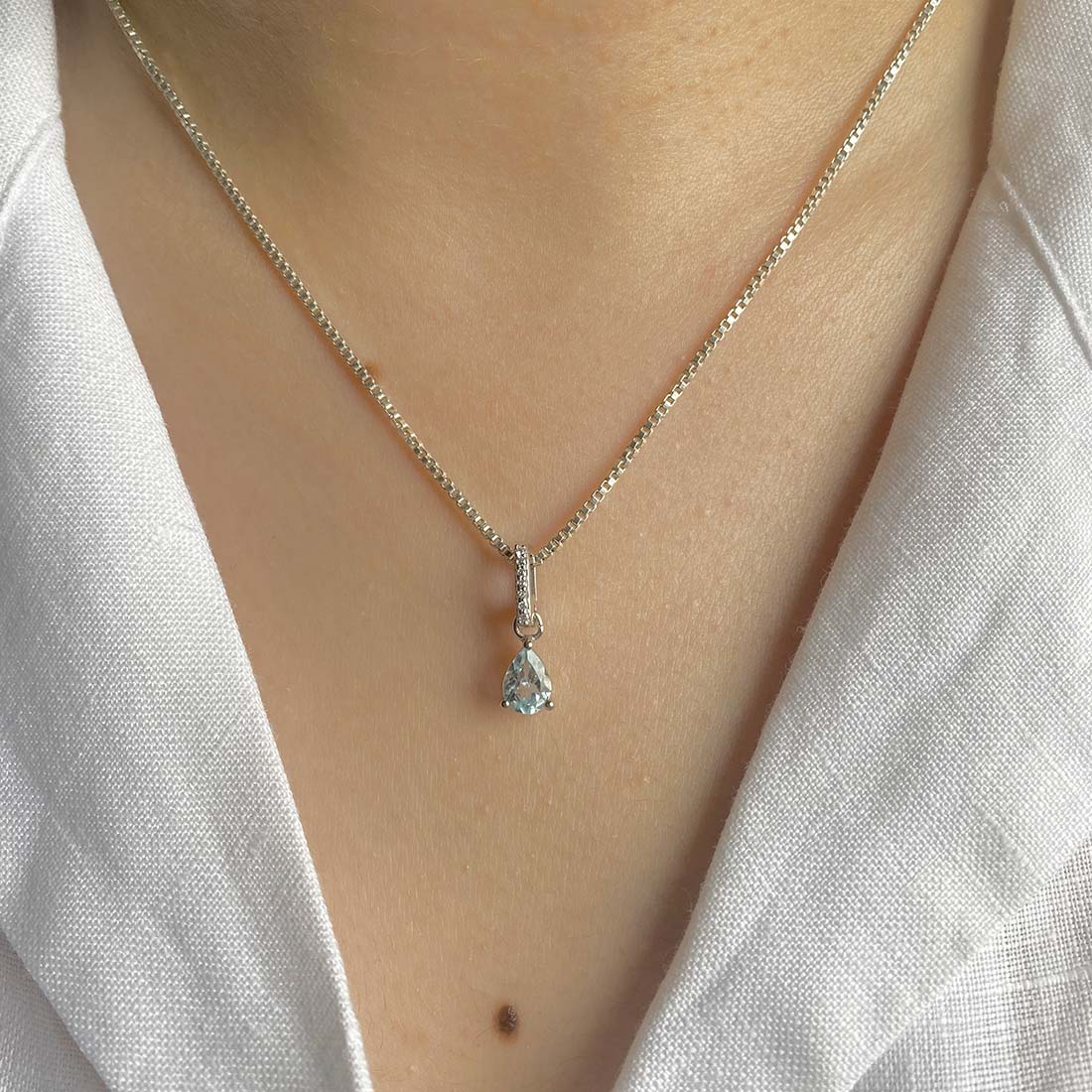 Blue Topaz & White Topaz Pendant-(BTZ-SP-1165.)